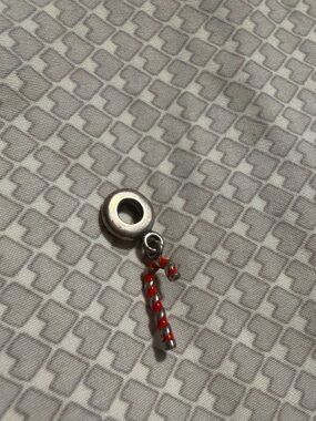 Pandora Red & Silver Candy Cane Dangle Charm